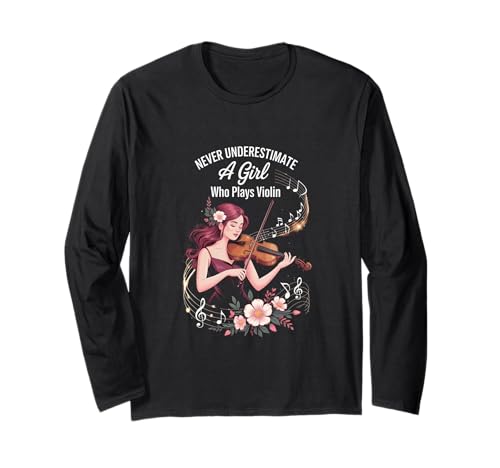 unterschätzen Sie niemals ein Mädchen, das Violine spielt Langarmshirt unterschätzen Sie niemals ein Mädchen, das Violine spielt Langarmshirt von Fabrinity
