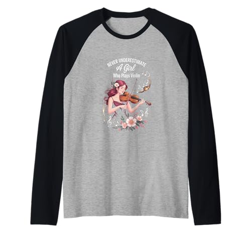 unterschätzen Sie niemals ein Mädchen, das Violine spielt Raglan unterschätzen Sie niemals ein Mädchen, das Violine spielt Raglan von Fabrinity