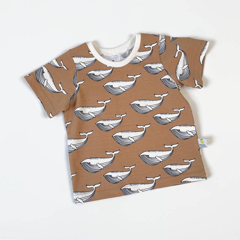 Bio-Shirt Mit Walen. Braunes Top Kinder T-Shirt. Top. Bio-Baumwoll-strickstoff. Kleinkinder von FabriqueDeLimonade