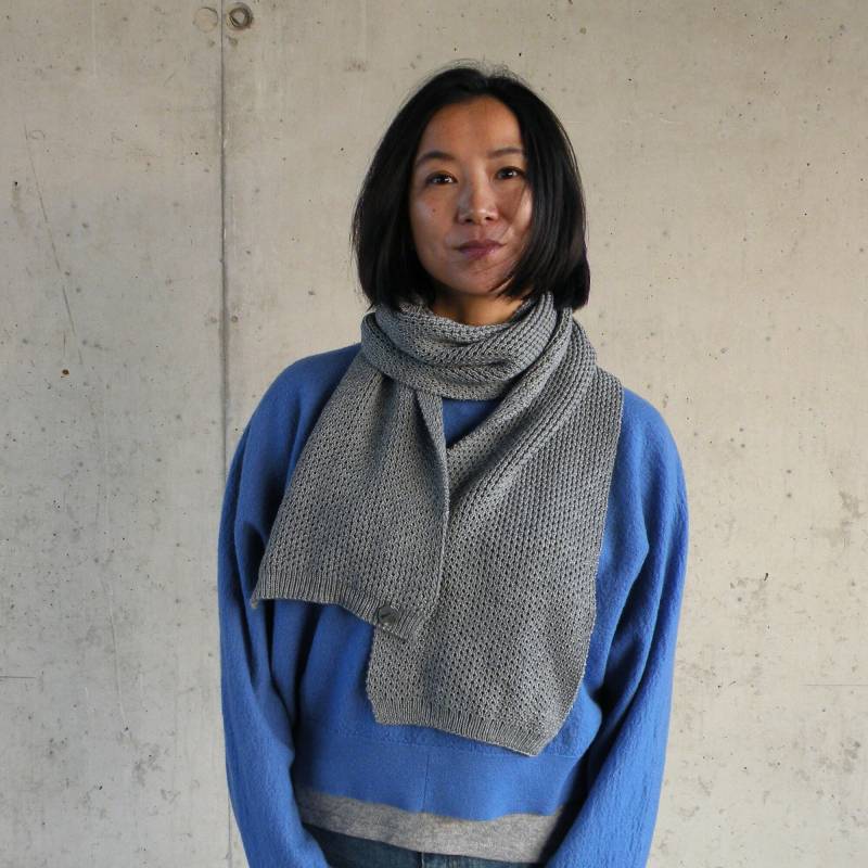 Schal Mit Schönem Muster in Grau Wolle Merino Handgefertigt von FabriqueFrileuse