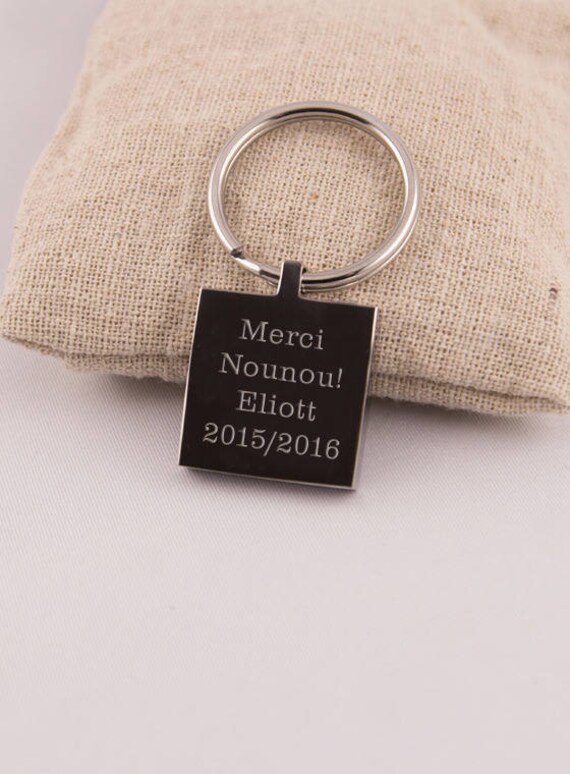 Ernsthafte Schlüsselanhänger Personifiziert Danken Ihnen Text Kindermädchen von Fabriqueatresors