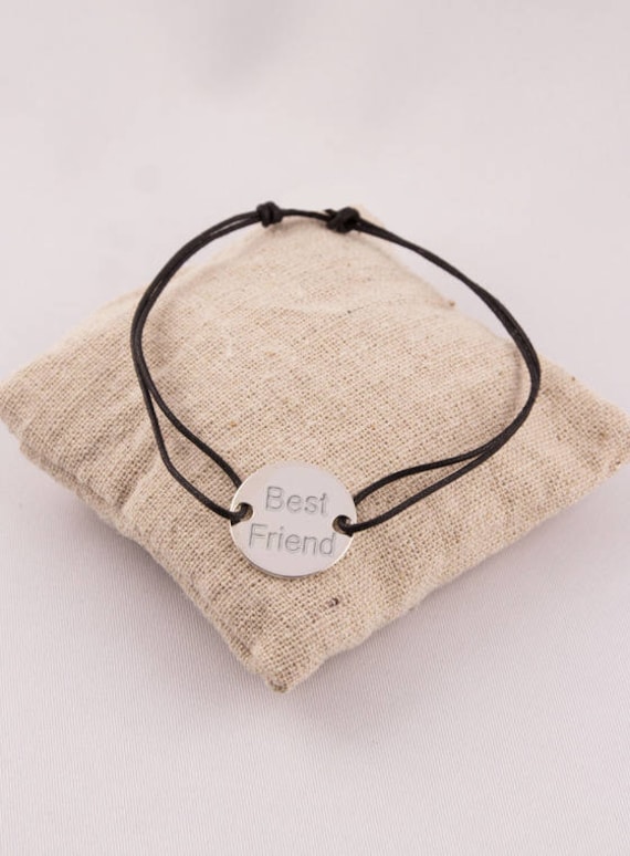 Graviertes Token-Kordelarmband Aus 925/1000. Silber, 20 Mm - Personalisiertes Graviertes Schmuckstück Graviertes Token-Kordelarmband Aus 925/1000. Silber, 20 Mm - Personalisiertes Graviertes Schmuckstück von Fabriqueatresors