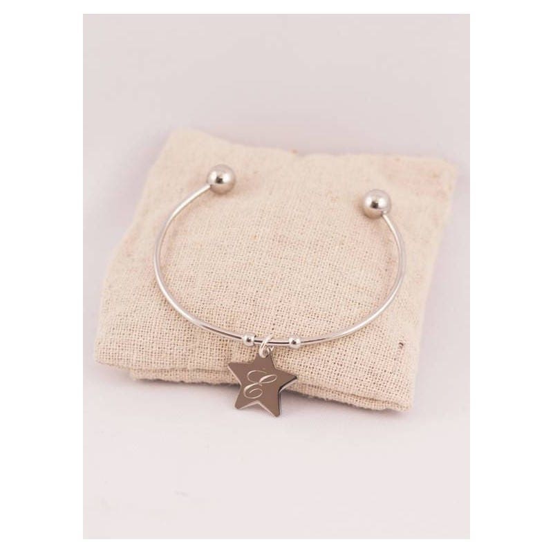 Jonc & Medal Initial Steel Star Personalisierte Gravur von Fabriqueatresors