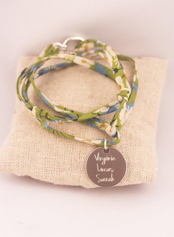 Liberty 3 Tours Armband & Personalisierte Gravierte Stahlmedaille Mit Vornamen - Muttertag, Oma's Day, Weihnachten, Geburtstag von Fabriqueatresors