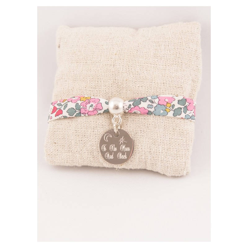 Liberty Betsy Pfingstrosen-Armband Personalisiert Mit Vornamen-Gravur-Medaille - Anpassbarer Schmuck, Weihnachtsgeschenk, Geburtstag, Mutter, Patin von Fabriqueatresors