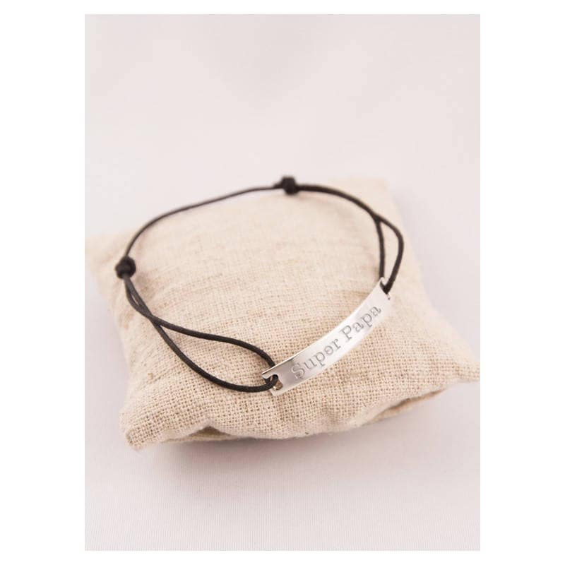 Man Graviert Silber Armband Verstellbare Kordel Man Graviert Silber Armband Verstellbare Kordel von Fabriqueatresors