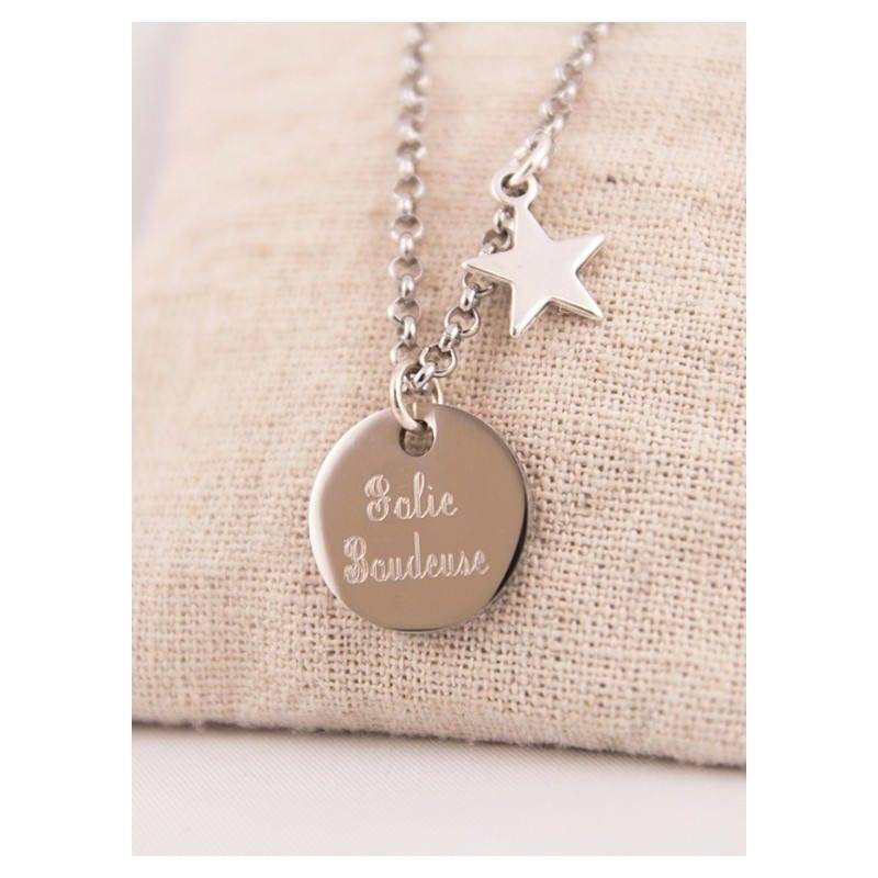 Personalisierter Runder Stahlanhänger & Charm - Gravur Des Vornamens, Anfangsdatums Oder Eines Anderen Ihrer Wahl Personalisierter Runder Stahlanhänger & Charm - Gravur Des Vornamens, Anfangsdatums Oder Eines Anderen Ihrer Wahl von Fabriqueatresors