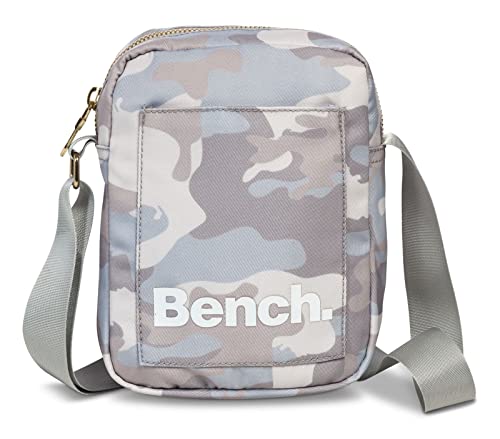 Bench kleine Umhängetasche Schultertasche Small Shoulderbag Crossbag 64173, Farbe:Hellgrau/Weiss von Fabrizio