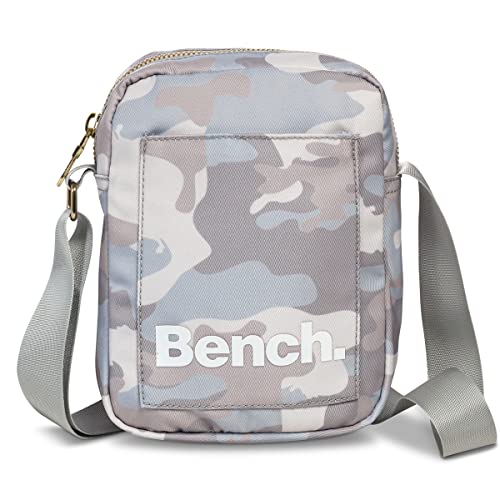 Bench kleine Umhängetasche Schultertasche Small Shoulderbag Crossbag 64173, Farbe:Hellgrau/Weiss von Fabrizio