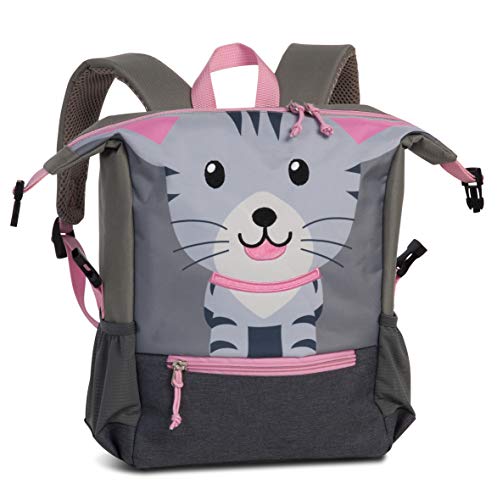 Fabrizio Kindergartenrucksack für Mädchen mit abstehenden Katzenohren – „Go Green“ Kinderrucksack für 3-6 Jahre alte Abenteurer, Rucksack für Kinder im Kindergarten und Kita – 36cm x 32cm x 10cm grau von Fabrizio