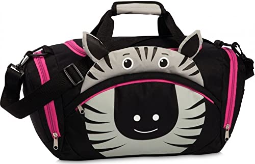 Fabrizio Kindertasche Sporttasche Reisetasche Zebra, Jungen Mädchen Kinder, schwarz, 39 x 25 x 20 cm, 12 Liter von Fabrizio