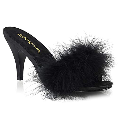 Fabulicious AMOUR-03, Damen Sandalen, Schwarz (Blk Satin-fur), EU 38 (UK 5) (US 8) von Pleaser