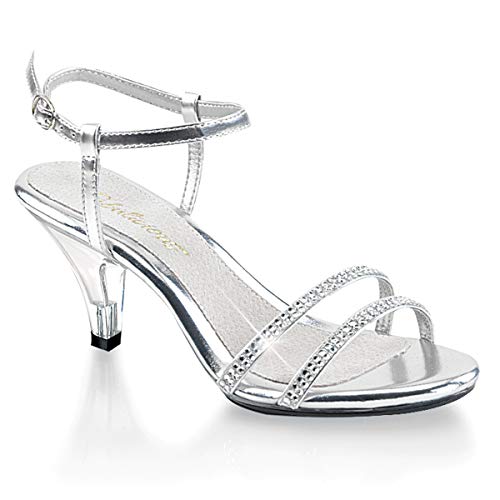 Fabulicious BELLE-316, Damen Kn?Chelriemchen Sandalen mit Keilabsatz, Silber (SLV Metallic Pu/CLR), 42 EU (12 M US) von Pleaser