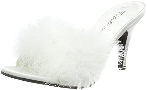 Fabulicious Damen AMOUR-03 Offene Sandalen, Weiß (Wht Satin-Fur), 38 EU von Pleaser