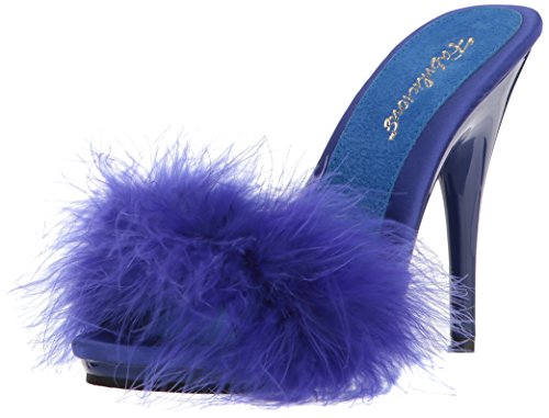 Fabulicious Damen POISE-501F Sandale, Blau (Blue Satin-marabou Fur/Blue), 38 EU von Fabulicious