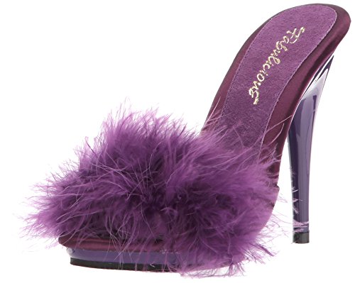 Fabulicious Damen Poise-501f Sandale, Violett Satin Marabou Fur Violett, 35.5 EU von Fabulicious