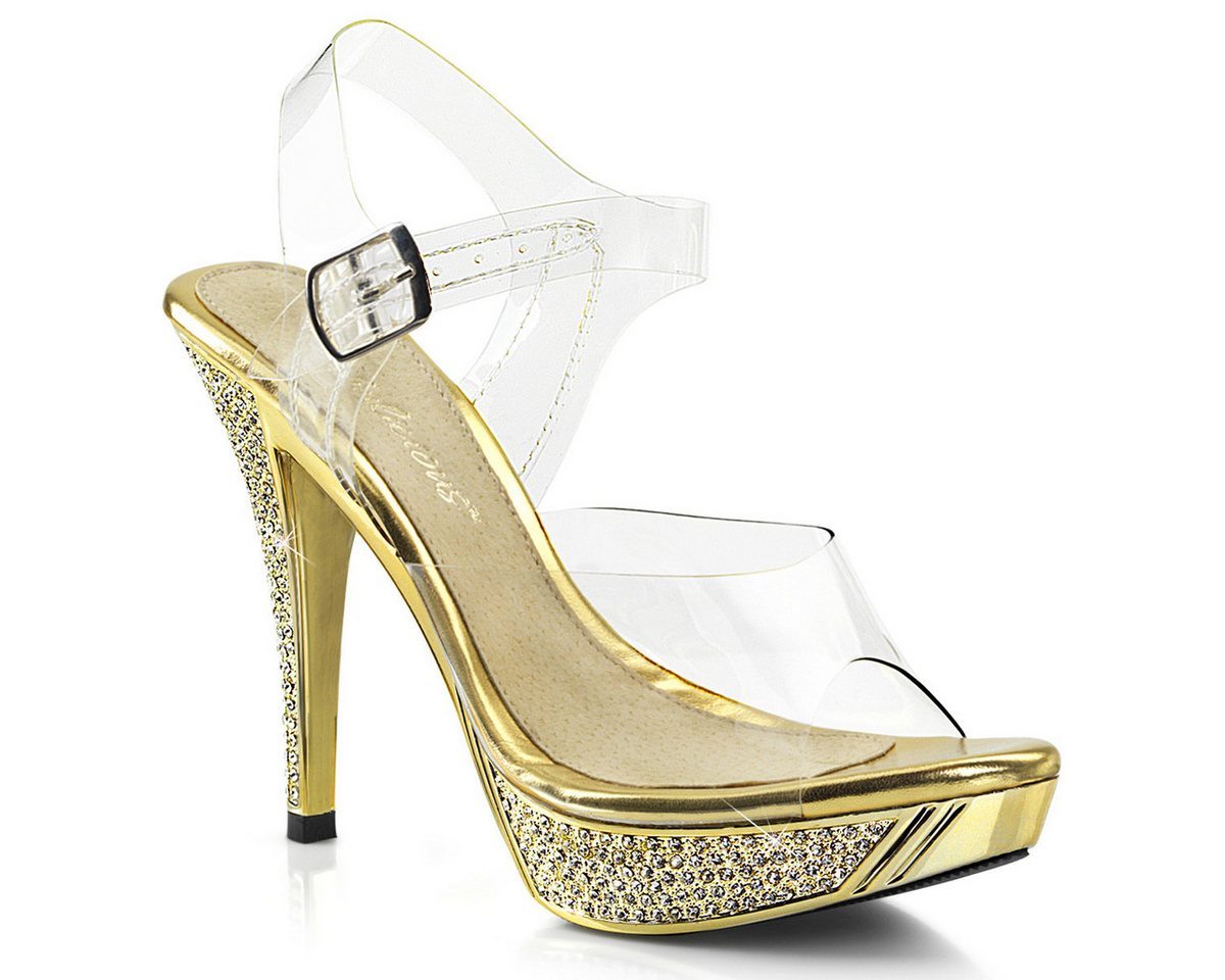 Fabulicious ELEGANT-408 Fabulicious High-Heels Plateausandaletten klar gold Chrom High-Heel-Stiefel von Fabulicious