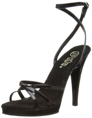 Pleaser Damen FLAIR-436 Peeptoe Sandalen, Schwarz (Blk pat/blk), 42 EU (9 UK) von Fabulicious