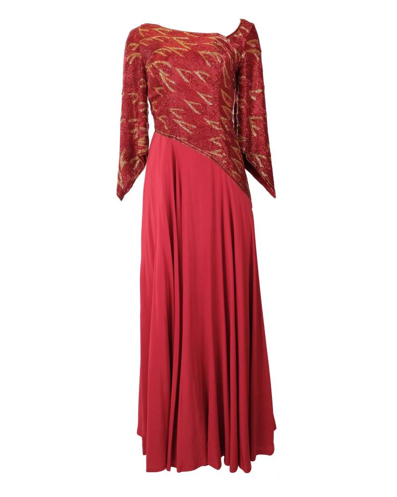 Vintage 80Er Jahre Darnell Of London Couture Kleid Rotes Seiden Perlen Abendkleid, Grösse M Vintage 80Er Jahre Darnell Of London Couture Kleid Rotes Seiden Perlen Abendkleid, Grösse M von FabulistCostume