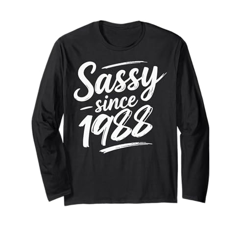 Funny Attitude Sassy Since 1988 Retro Mama Wife Sass Queen Langarmshirt von Fabulous Class Since 1988 Trendy Birthday Girl QFJ