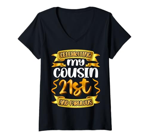 Damen 21. Geburtstag Look für Cousin, fabelhafter Feierstil T-Shirt mit V-Ausschnitt Damen 21. Geburtstag Look für Cousin, fabelhafter Feierstil T-Shirt mit V-Ausschnitt von Fabulous Cousin Birthday Designs