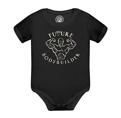 Baby body mit kurzen Ärmeln Schwarz Future Bodybuilder Karosseriebauer Sport Muskeln von Fabulous