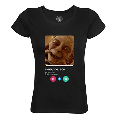 Rundhals-T-Shirt aus Bio-Baumwolle für Damen Sméagol Gollum Soziales Netzwerk Begegnung Liebe von Fabulous