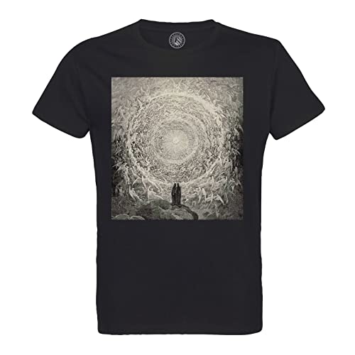 Rundhals-T-Shirt aus Bio-Baumwolle für Herren Paradiso Dante Illustration Gustave Dore Kupferstich von Fabulous