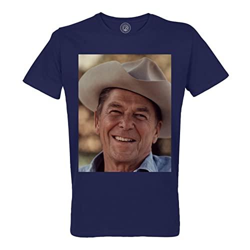 Rundhals-T-Shirt aus Bio-Baumwolle für Herren Ronald Reagan Präsident Vereinigte Staaten Cowboyhut von Fabulous