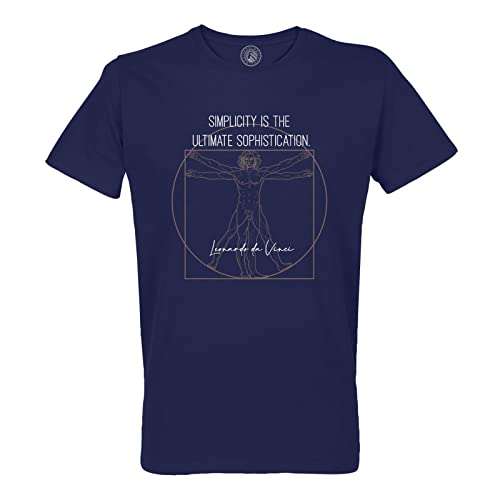 Rundhals-T-Shirt aus Bio-Baumwolle für Herren Simplicity is The Ultimate Sophistication Quotes Da Vinci Inspirational Painter von Fabulous