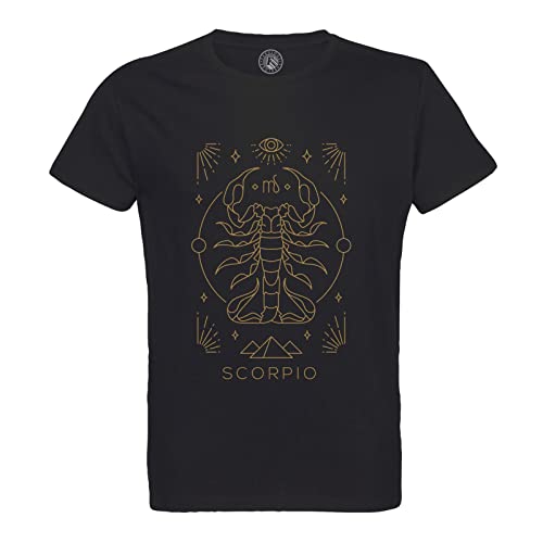 Rundhals-T-Shirt aus Bio-Baumwolle für Herren Skorpion Zeichen Astrologie Böhmen Zodiak Sternzeichen Konstellation von Fabulous