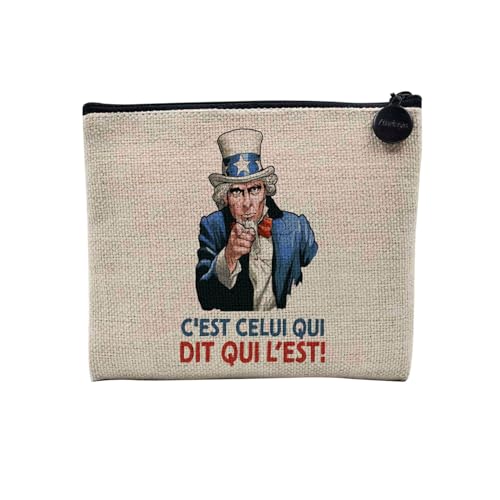 Tasche aus Leinen – C'est Celui Qui Dit Qui Ist Humour Ausdruck Kinder – Kosmetiktasche aus Segeltuch in Leinenoptik – Geldbörse – 15 x 10 cm, Uncle Sam, 15 x 10 cm, Kosmetiktasche von Fabulous