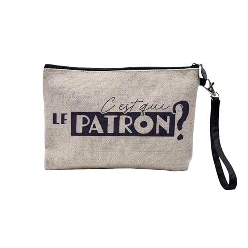 Tasche aus Leinen – C'est Qui Le Chef? Ausdruck Humor Herren – Kosmetiktasche aus Leinen in Leinenoptik – Kulturbeutel – 23,5 x 15 cm, Schnittmuster, 23.5 x 15 cm, Kosmetiktasche von Fabulous