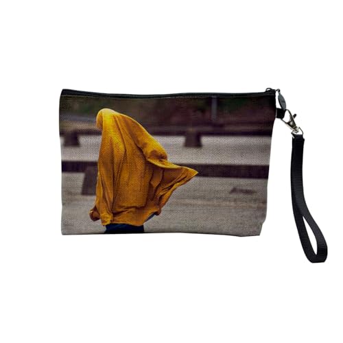 Tasche aus Leinen – Damen Voile Gelb – Kosmetiktasche aus Segeltuch in Leinenoptik – Geldbörse – 15 x 10 cm, leinen, 23.5 x 15 cm, Kosmetiktasche von Fabulous