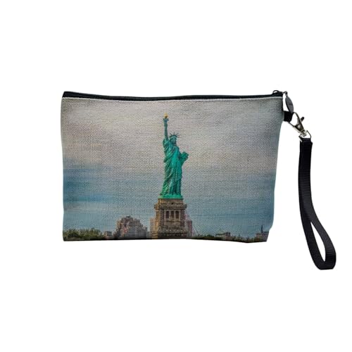 Tasche aus Leinen – Freiheitsstatue New York Monument Vereinigte Staaten Weltkulturerbe – Kosmetiktasche aus Segeltuch in Leinenoptik – Kulturbeutel – 23,5 x 15 cm, Liberte 4 Statue, 23.5 x 15 cm, von Fabulous