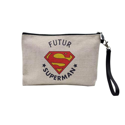 Tasche aus Leinen – Futur Super Hero Man Comics Comics BD – Kosmetiktasche aus Segeltuch in Leinenoptik – Geldbörse – 15 x 10 cm, leinen, 23.5 x 15 cm, Kosmetiktasche von Fabulous