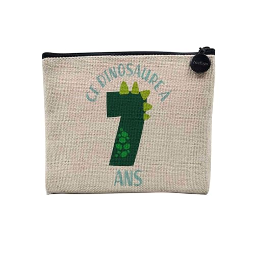 Tasche aus Leinen – Geburtstag Kinder Feier Geschenkidee Geburtstag Französisches Geschenk Jahre 1-10 – Kosmetiktasche aus Leinen in Leinenoptik – Kulturbeutel – Geldbörse, Dinosaurier 7, 15 x 10 cm, von Fabulous