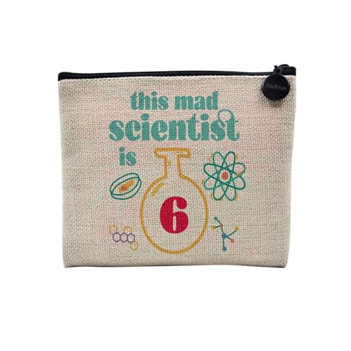Tasche aus Leinen – Geburtstag Kinder Feier Geschenkidee Geburtstag Geschenk Englisch Jahre 1-10 – Kosmetiktasche aus Leinen in Leinenoptik – Kulturbeutel – Geldbörse, Scientist 6, 15 x 10 cm, von Fabulous