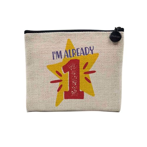 Tasche aus Leinen – Geburtstag Kinder Feier Geschenkidee Geburtstag Geschenk Englisch Jahre 1-10 – Kosmetiktasche aus Leinen in Leinenoptik – Kulturbeutel – Geldbörse, Star 1, 15 x 10 cm, von Fabulous