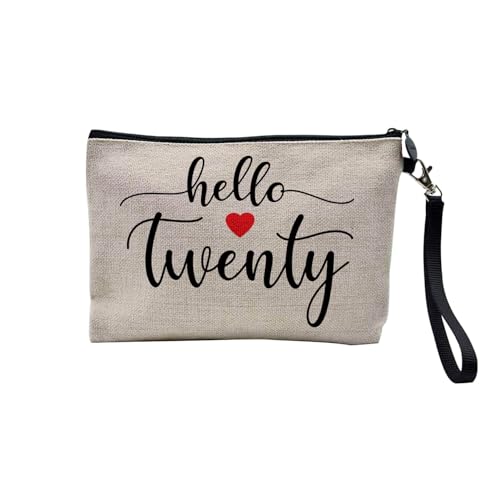 Tasche aus Leinen – Hello Twenty Geburtstag 20 Jahre Sohn Mädchen – Kosmetiktasche aus Leinen in Leinenoptik – Geldbörse – 15 x 10 cm, leinen, 23.5 x 15 cm, Kosmetiktasche von Fabulous