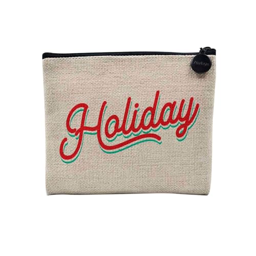Tasche aus Leinen – Holiday Vintage Stil 70er Jahre Urlaub Sommer Weihnachten – Kosmetiktasche aus Leinen Optik – Geldbörse – 15 x 10 cm, Holiday, 15 x 10 cm, Kosmetiktasche von Fabulous
