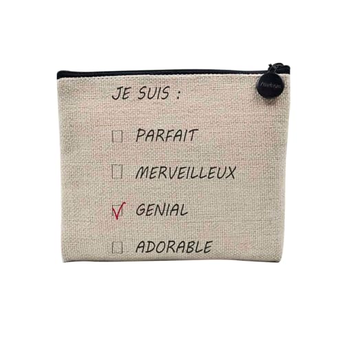 Tasche aus Leinen – Ich bin Génial Kästchen Herren Humor Familie – Kosmetiktasche aus Segeltuch in Leinenoptik – Geldbörse – 15 x 10 cm, leinen, 15 x 10 cm, Kosmetiktasche von Fabulous