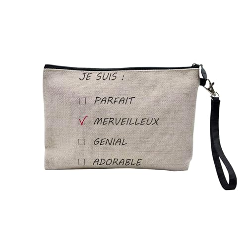 Tasche aus Leinen – Ich bin Merveilleux Cases für Herren – Kosmetiktasche aus Leinen in Leinenoptik – Geldbörse – 15 x 10 cm, leinen, 23.5 x 15 cm, Kosmetiktasche von Fabulous