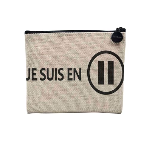 Tasche aus Leinen – Je suis en Pause Knopf Pause Humor – Kosmetiktasche aus Leinen in Leinenoptik – Geldbörse – 15 x 10 cm, leinen, 15 x 10 cm, Kosmetiktasche von Fabulous