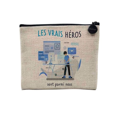 Tasche aus Leinen – Kollektion Berufe die echten Helden Job Berufslehrer Doktor Lehrer Pflegehilfe – Kosmetiktasche aus Leinen in Leinenoptik – Kulturbeutel – Geldbörse, Entwickler, 15 x 10 cm, von Fabulous