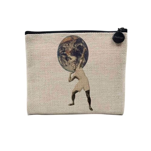 Tasche aus Leinen – Kollektion Creation Surrealistische Collage Art Surrealismus Skulptur Humor Ästhetik – Kosmetiktasche aus Leinen in Leinenoptik – Kulturbeutel – Geldbörse, Atlas, 15 x 10 cm, von Fabulous