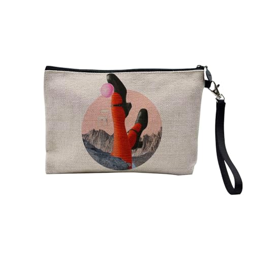 Tasche aus Leinen – Kollektion Creation Surrealistische Collage Art Surrealismus Skulptur Humor Ästhetik – Kosmetiktasche aus Leinen in Leinenoptik – Kulturbeutel – Geldbörse, Beine, 23.5 x 15 cm, von Fabulous