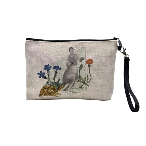 Tasche aus Leinen – Kollektion Creation Surrealistische Collage Art Surrealismus Skulptur Humor Ästhetik – Kosmetiktasche aus Leinen in Leinenoptik – Kulturbeutel – Geldbörse, Bower Känguru, 23.5 x 15 von Fabulous