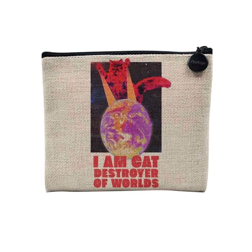 Tasche aus Leinen – Kollektion Creation Surrealistische Collage Art Surrealismus Skulptur Humor Ästhetik – Kosmetiktasche aus Leinen in Leinenoptik – Kulturbeutel – Geldbörse, Cat Destroyer 2, 15 x 10 von Fabulous