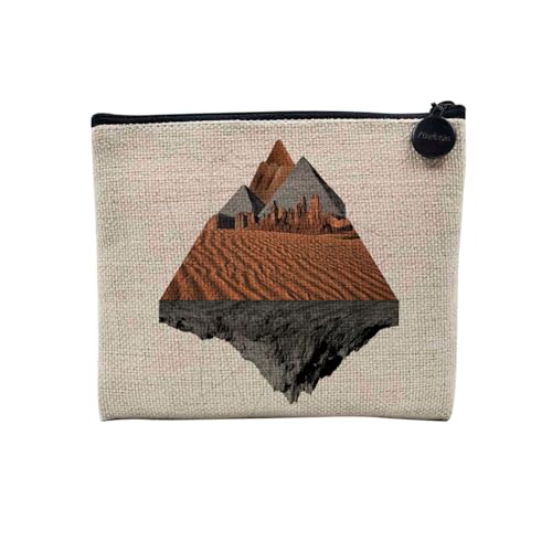 Tasche aus Leinen – Kollektion Creation Surrealistische Collage Art Surrealismus Skulptur Humor Ästhetik – Kosmetiktasche aus Leinen in Leinenoptik – Kulturbeutel – Geldbörse, Dreiecke, 15 x 10 cm, von Fabulous